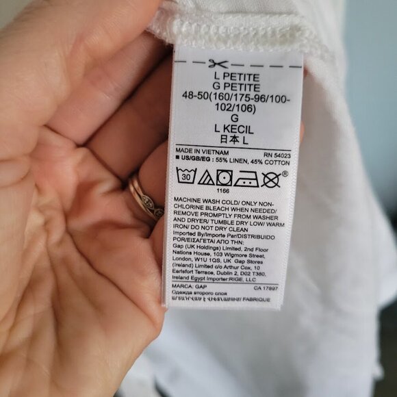 NEW Gap Linen Maxi Shirtdress Large Petite White Button Womens Sleeveless - Picture 5 of 10